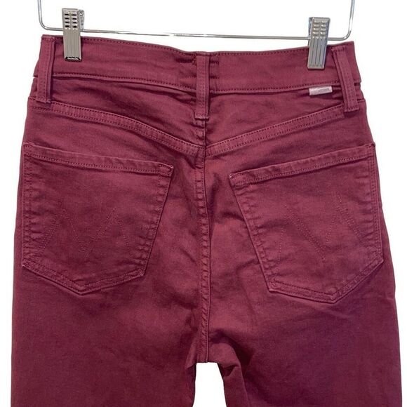 MOTHER The Tripper High Rise Ankle Fray Jeans in Burgundy Size 26 - Picture 6 of 14